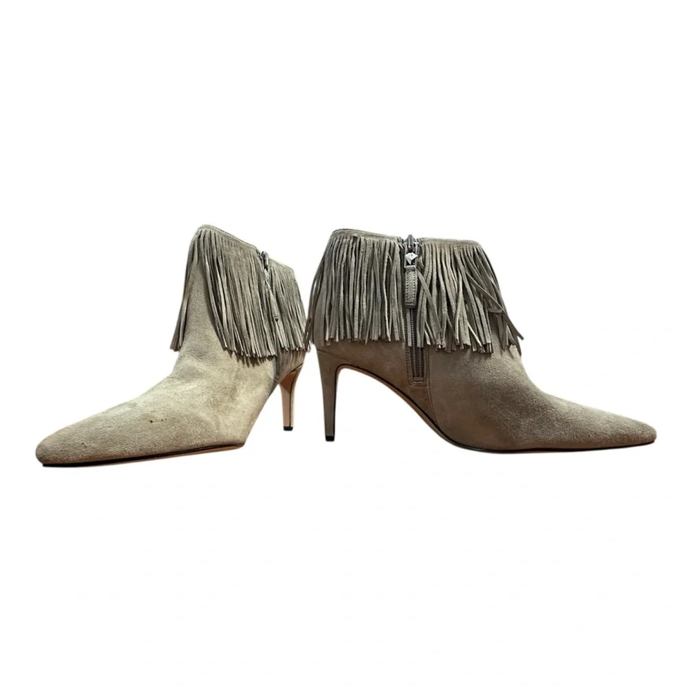 Sam Edelman, 8, Grey Suede Fringe Stiletto‎ Ankle Boots